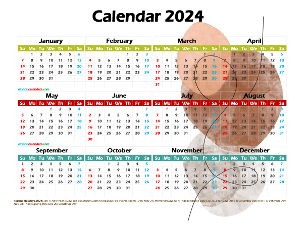 12 Free 2024 Printable Calendar PDF Watercolor Premium - Free Printable 2024 Calendar Watercolor