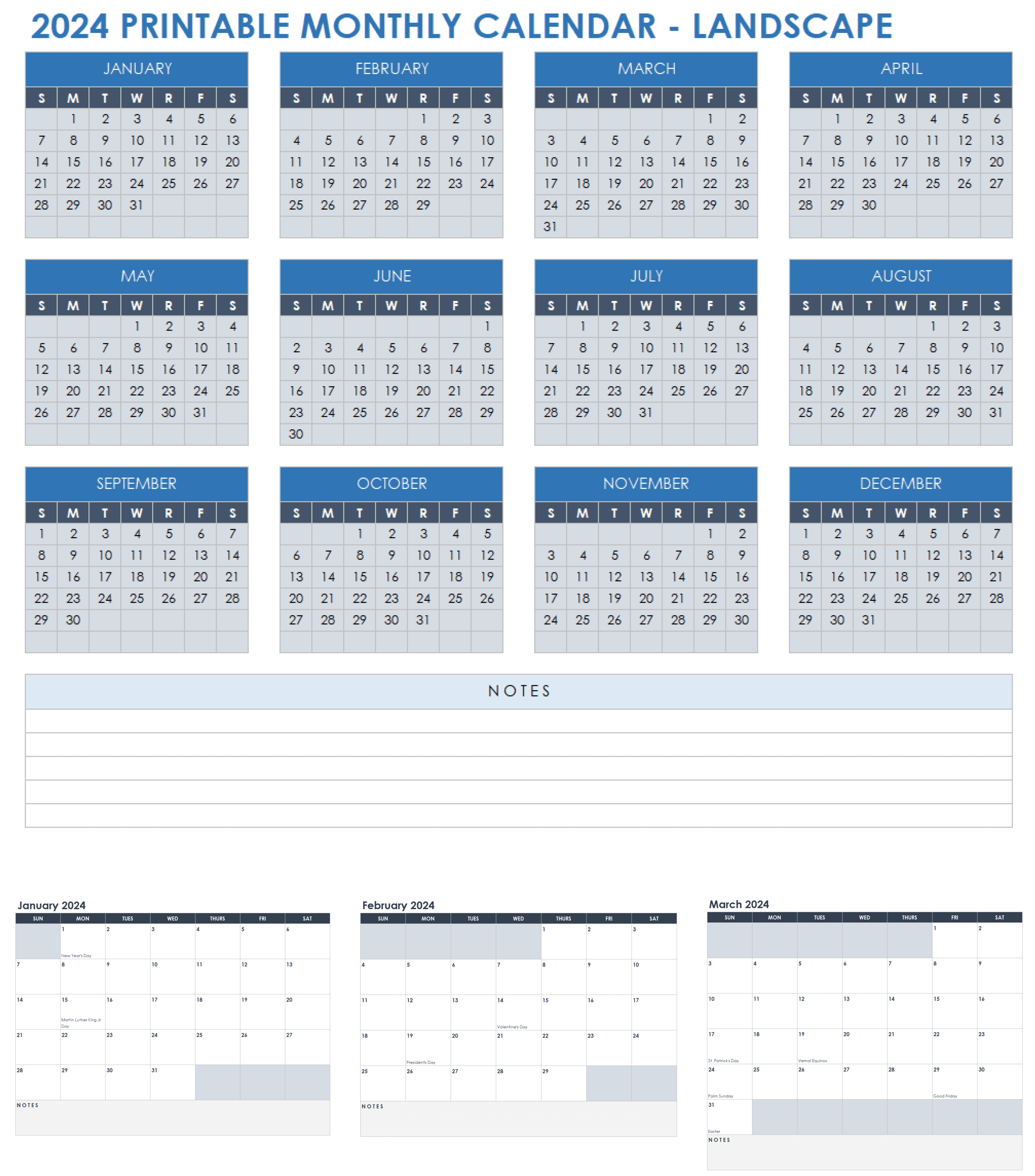 15 Free 2024 Monthly Calendar Templates | Smartsheet for Free Printable Calendar 2024 Pdf Word