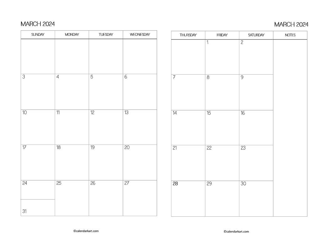 2 Page Monthly Calendars 2024 - Calendarkart pertaining to Free Printable Calendar 2024 2 Months Per Page With Holidays