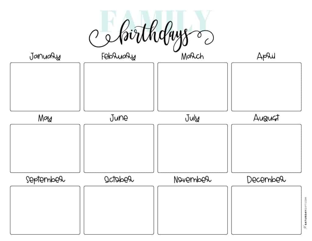 20 Cute &amp;amp; Free Printable Birthday Calendar Templates | Saturdaygift in Free Printable Birthday Calendar 2024