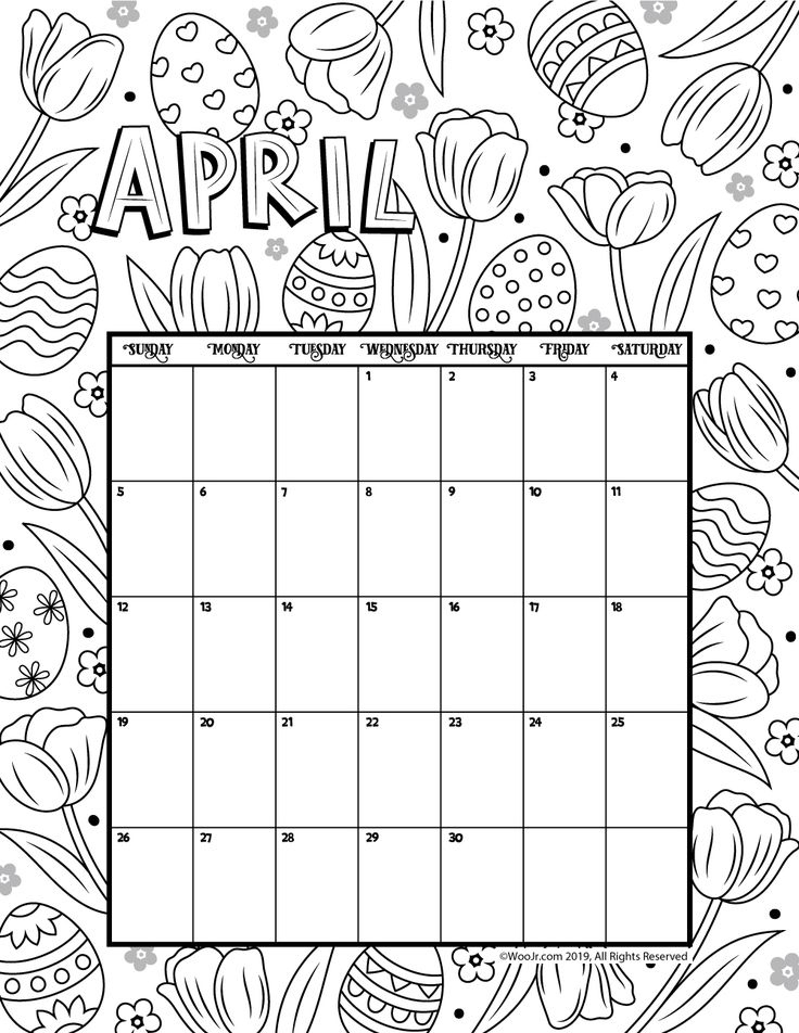 2022 Calendar Coloring Pages April Calendar 2022 Riset - Free Printable 2024 Coloring Calendar