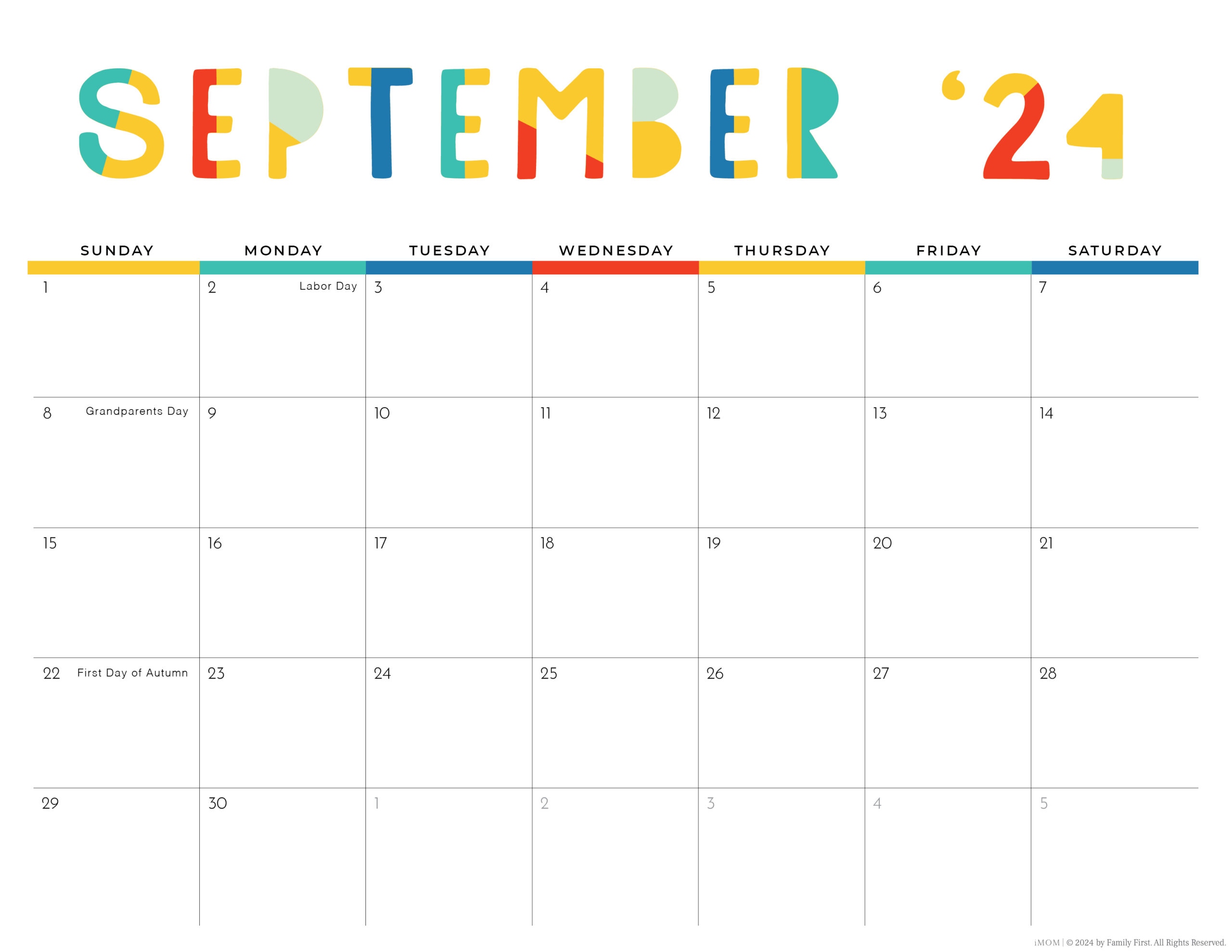 2023 2024 Colorful Printable Calendar For Moms IMOM - Free Printable 2024 Monthly Calendar Colorful