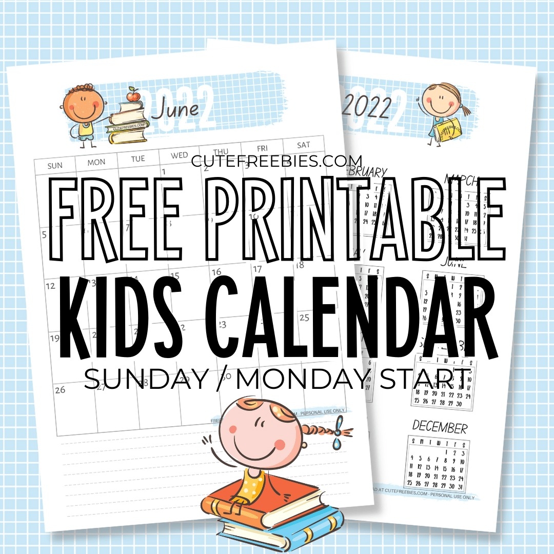 2023 2024 Cute Calendar For Kids – Free Printable! - Cute Freebies for Free Printable Calendar 2024 Kindergarten