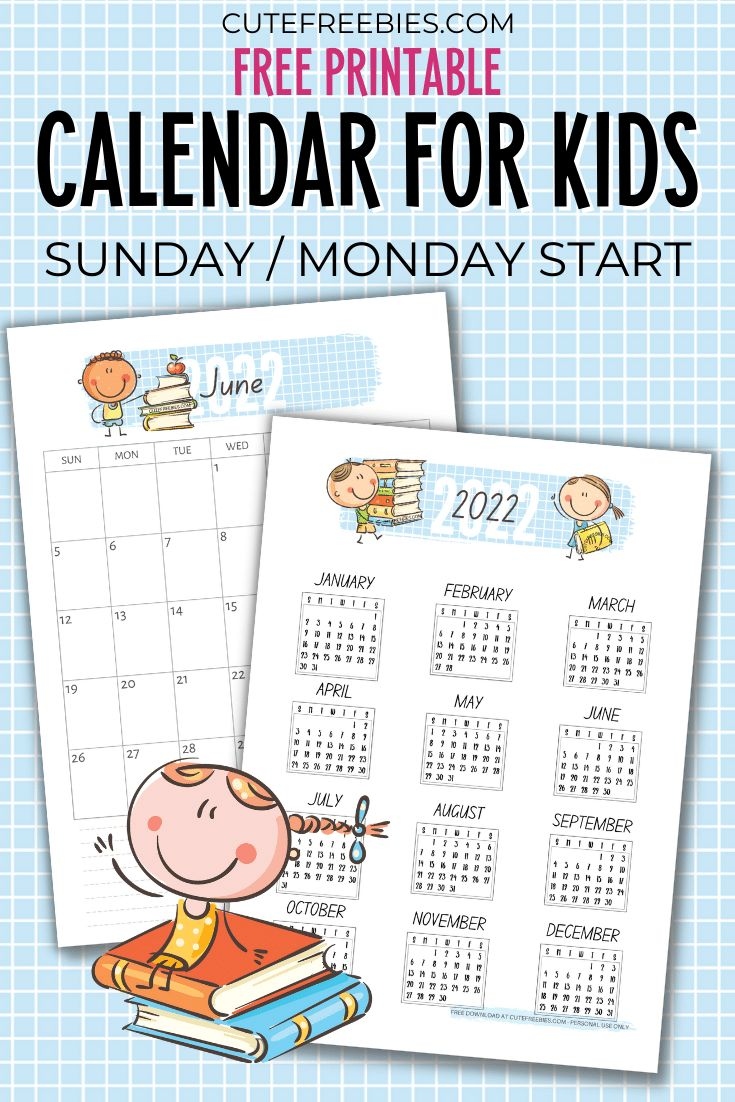 2023 2024 Cute Calendar For Kids – Free Printable! - Cute Freebies regarding Free Printable Calendar 2024 For Preschoolers