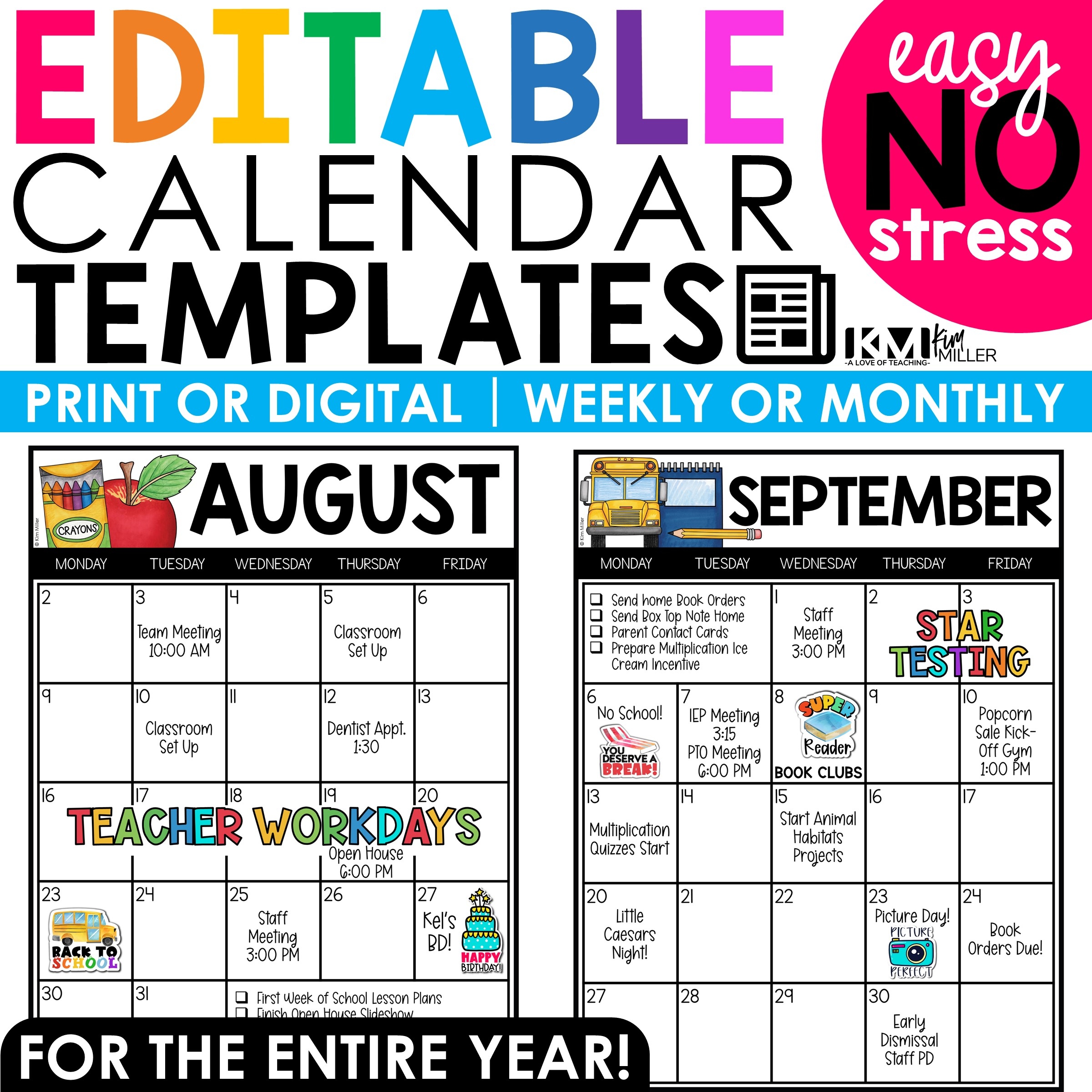 2023-2024 Editable Monthly Calendar Templates Printable &amp;amp; Digital within Free Printable August 2024 Monthly Calendar No Chrome Extensions