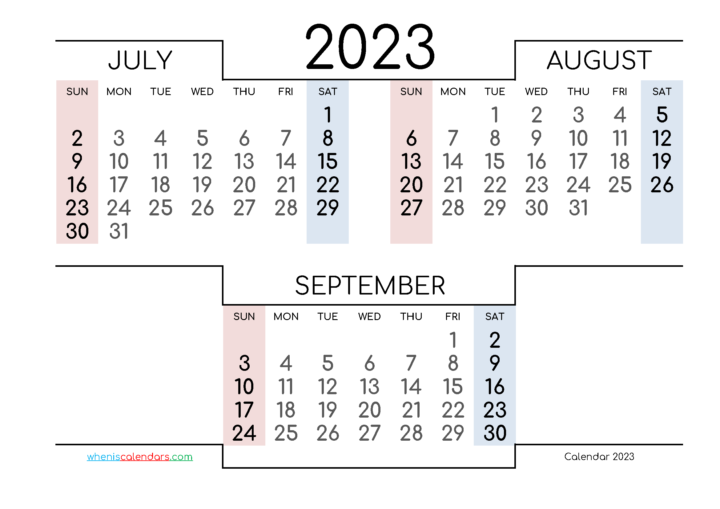 2023 3 Month Calendar Printable Printable Calendar 2023 - Free Printable 3 Month Calendar June July August 2024