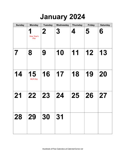 2024 2024 Calendar Printable Vertical 2024 Calendar Printable 2024 - Free Printable 2024 Calendar Big Boxes
