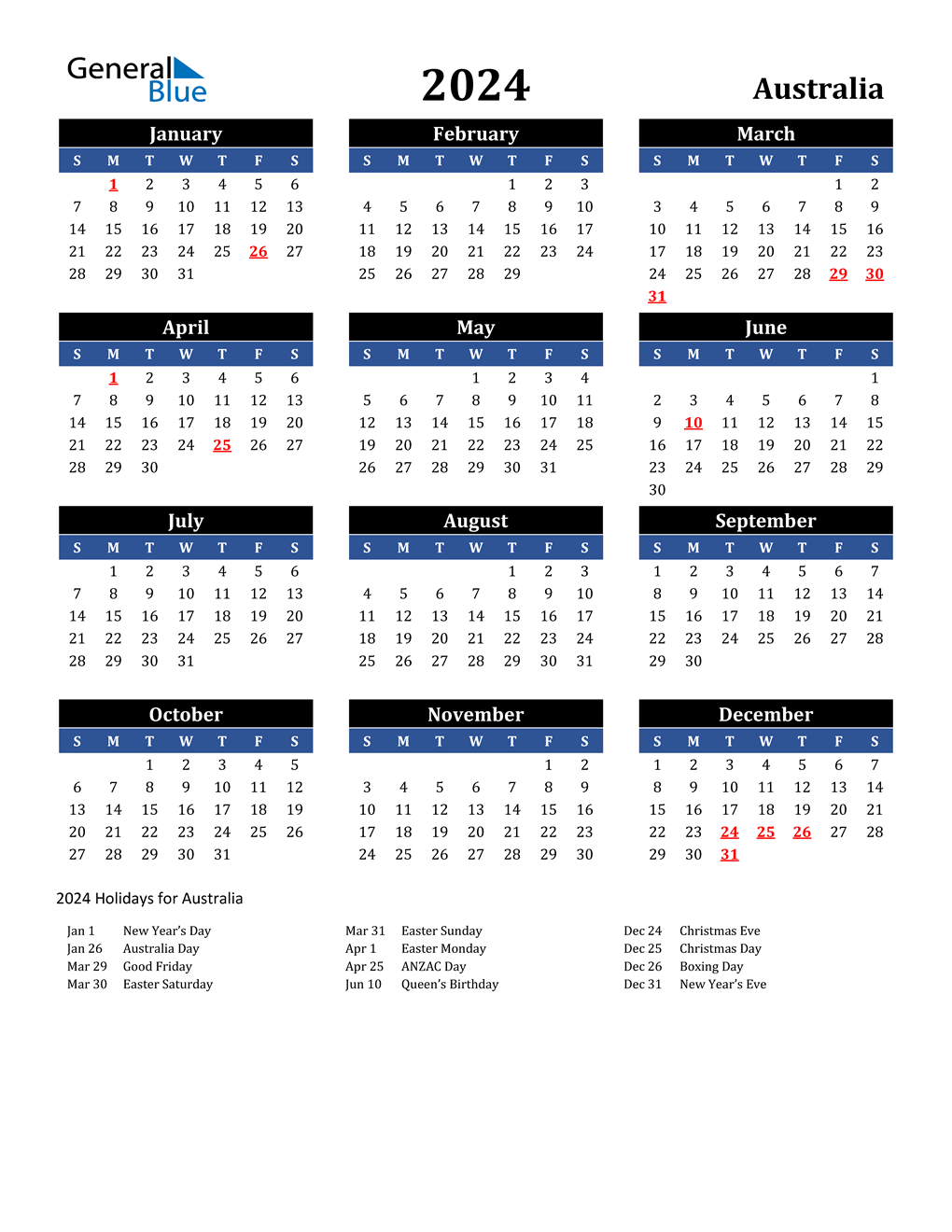 2024 2024 Printable School Calendar With Holidays 2024 CALENDAR PRINTABLE - Free Printable 2024 Monthly Calendar With Australian Holidays