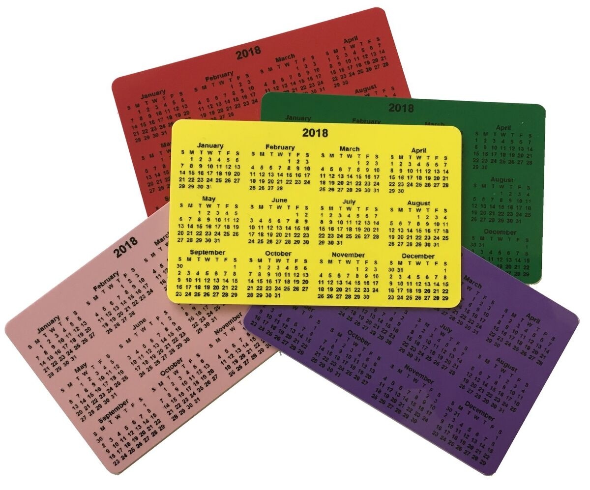 2024 - 2025 Calendars - Coloured Rigid Plastic - Credit Card Size with Free Printable August 2024 Calendar Waterproof