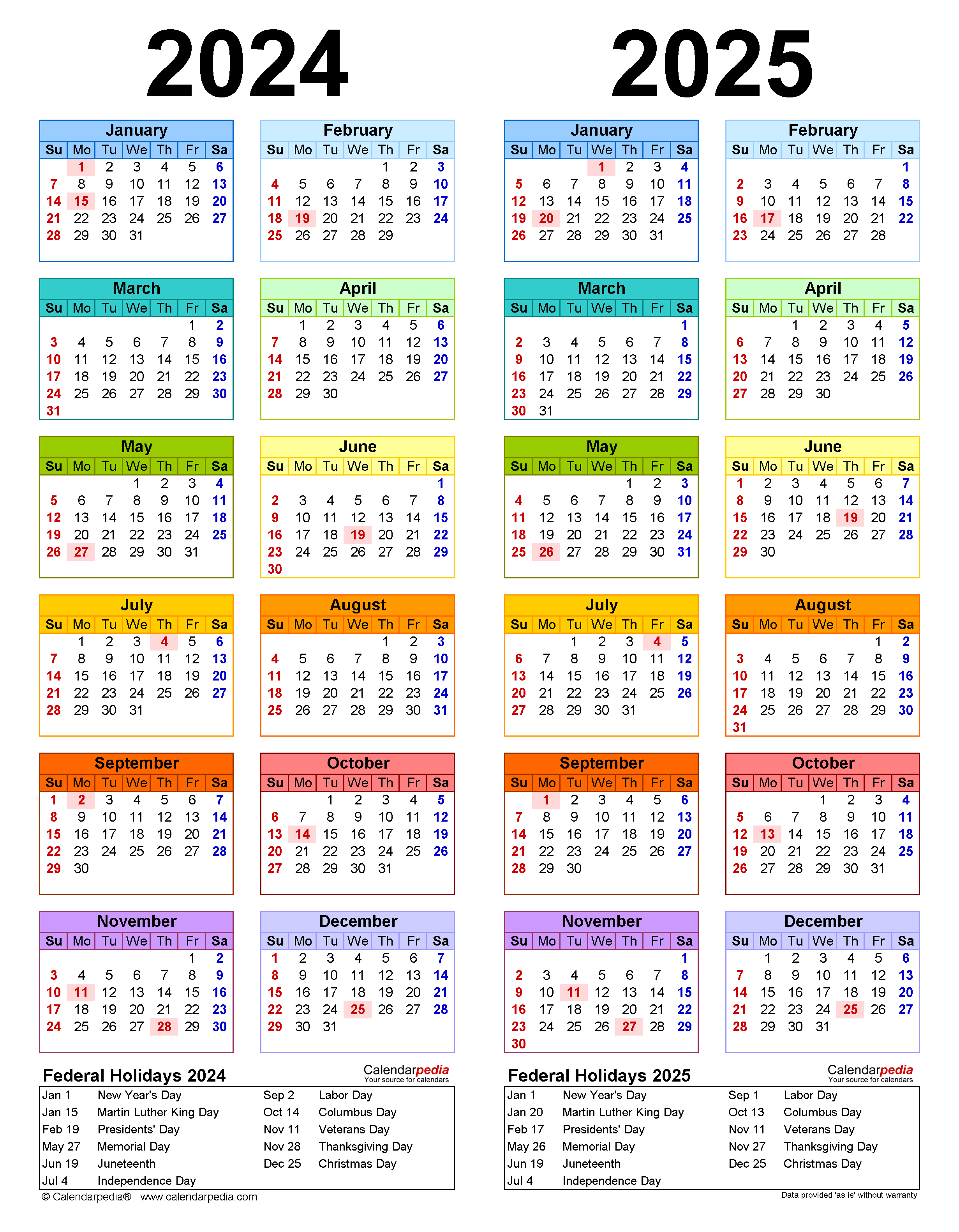 2024 2025 Two Year Calendar Free Printable PDF Templates | Free Printable 2024-2025 Religious Calendar