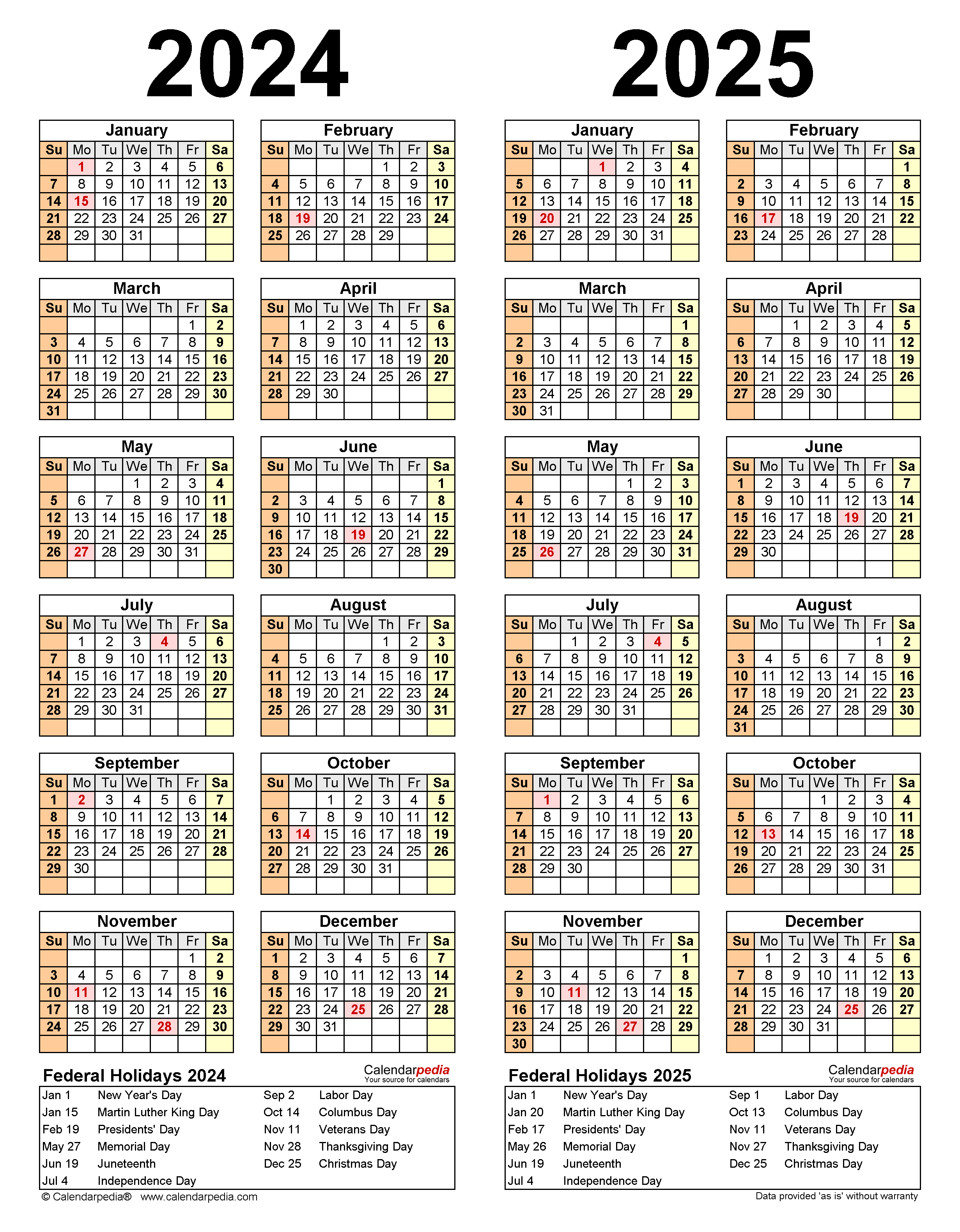 2024 2025 Two Year Calendar Free Printable PDF Templates - Free Printable 2024-2025 Religious Calenda