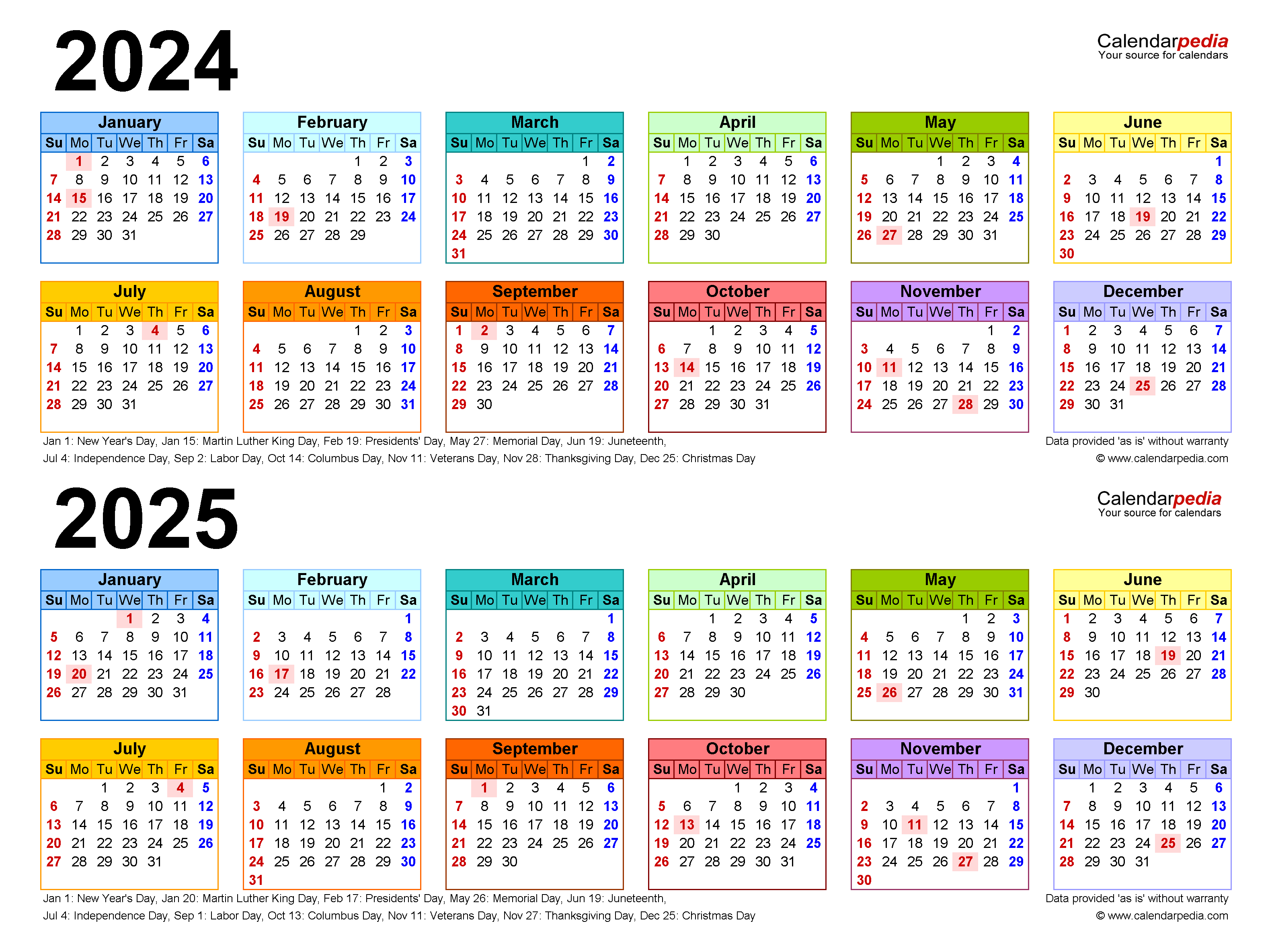 2024-2025 Two Year Calendar - Free Printable Pdf Templates throughout Free Printable Calendar 2024 And 2025 With Holidays