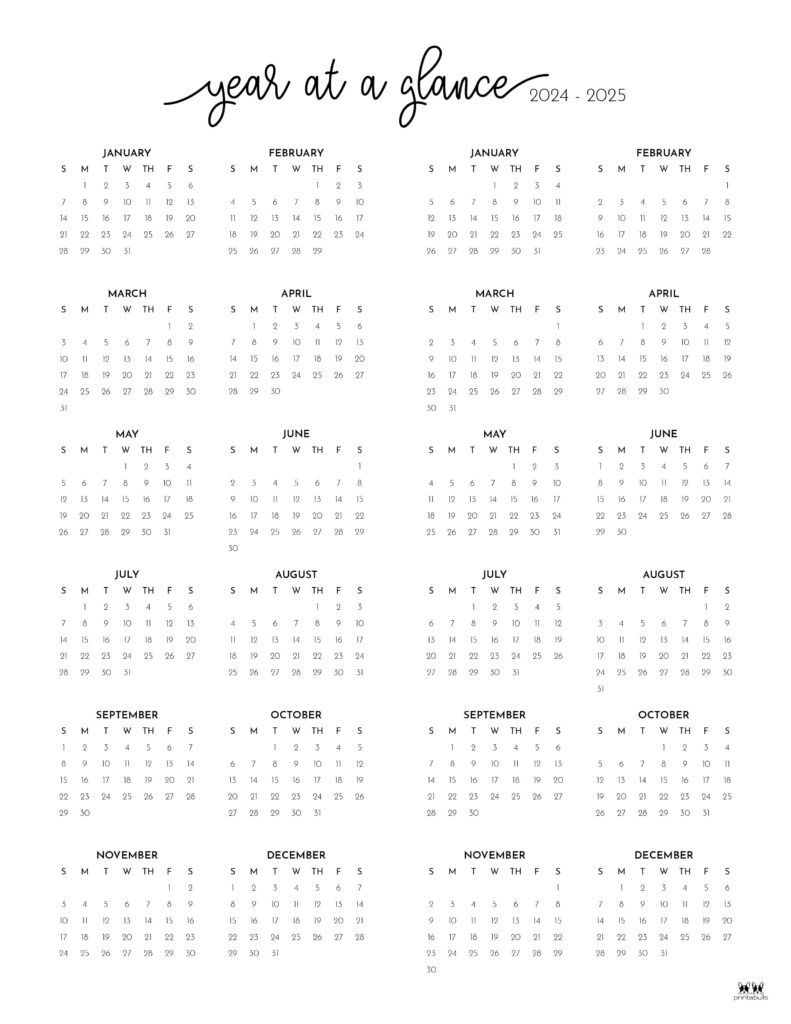 2024-2025 Two Year Calendars - 10 Free Printables | Printabulls for Free Printable Calendar 2024-2025 Month