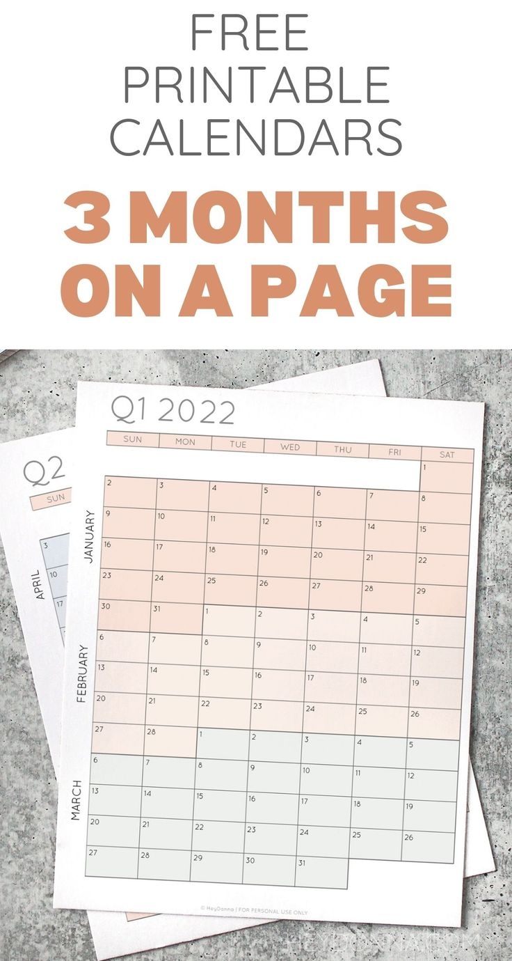 2024 3-Month Quarterly Calendar Printables - Free | Calendar within Free Printable Calendar 2024 Three Months Per Page