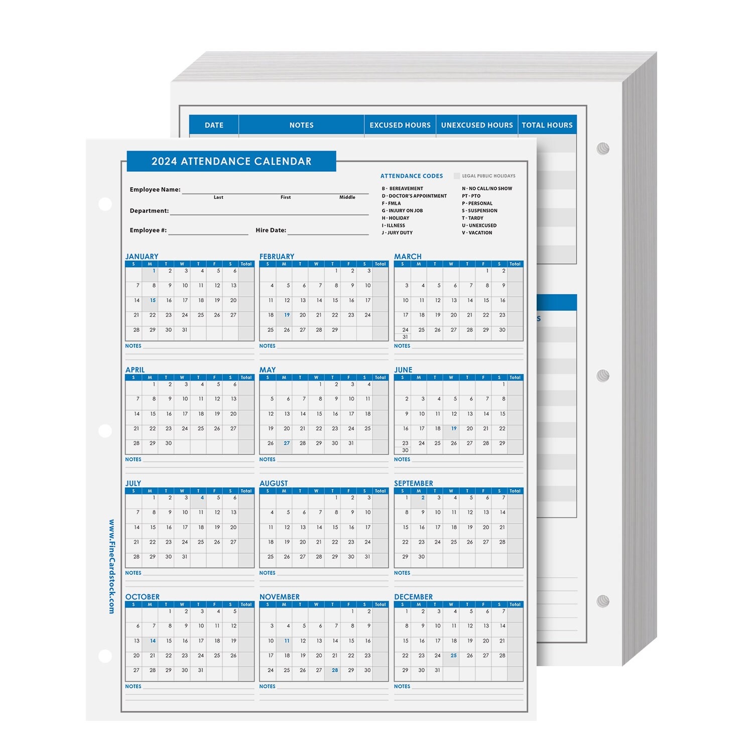 2024 Attendance Calendar Great Employee Work Tracker Printed On intended for Free Printable Attendance Calendar 2024-2025