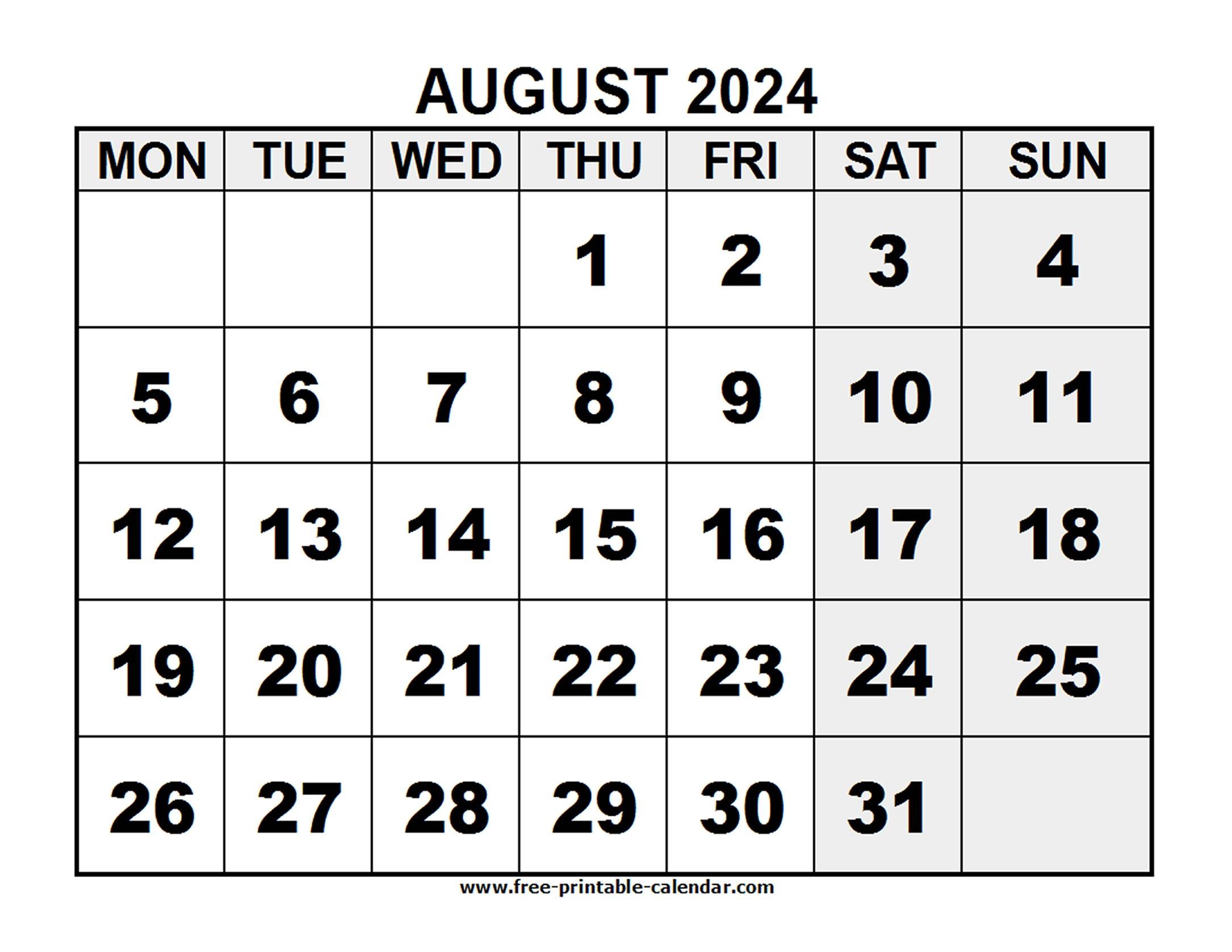 2024 August - Free-Printable-Calendar intended for Free Printable Calendar August 2024 To July 202