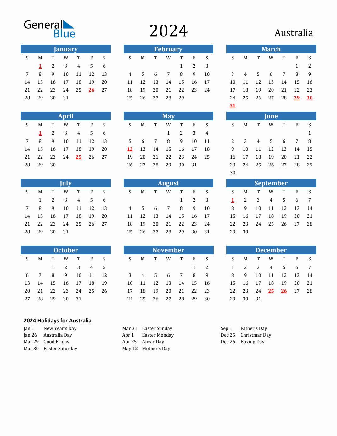 2024 Australia Calendar With Holidays for Free Printable Australian 2024 Monthly Calendar