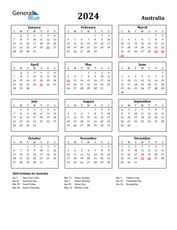 2024 Australia Calendar With Holidays - Free Printable 2024 Calendar With Holidays South Australia