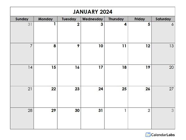 2024 Blank Monthly Calendar Free Printable Templates