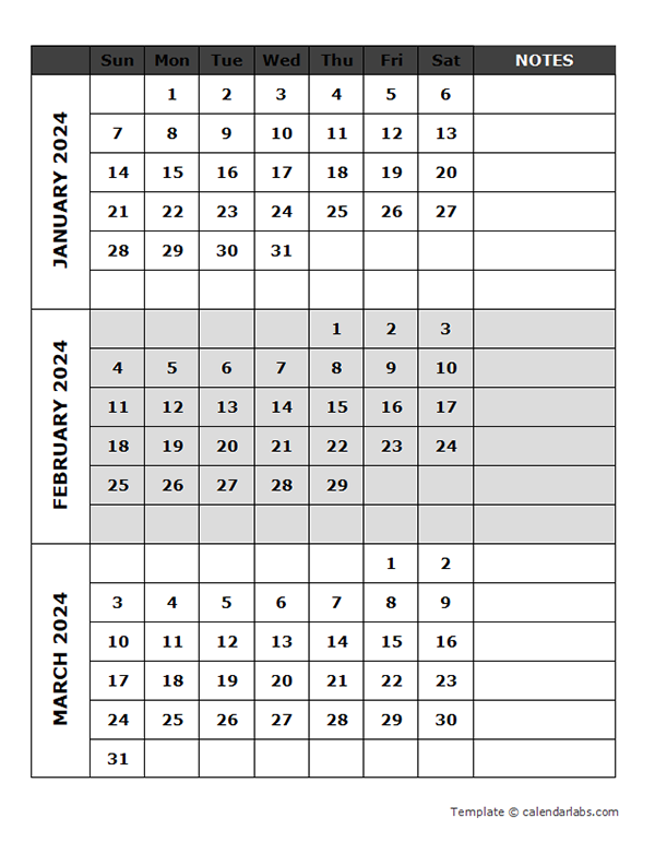 2024 Blank Quarterly Calendar Free Printable Templates - Free Printable 2024 Quarterly Calendar Template