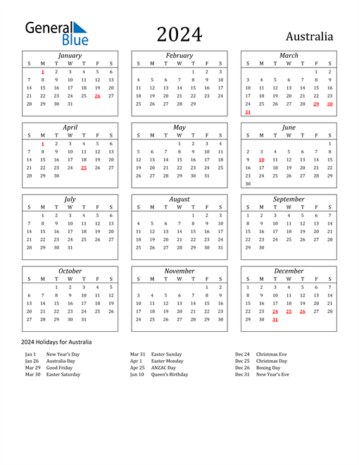 2024 Calendar 2024 Printable Free Australia 2024 CALENDAR PRINTABLE - Free Printable 2024 Calendar Australia