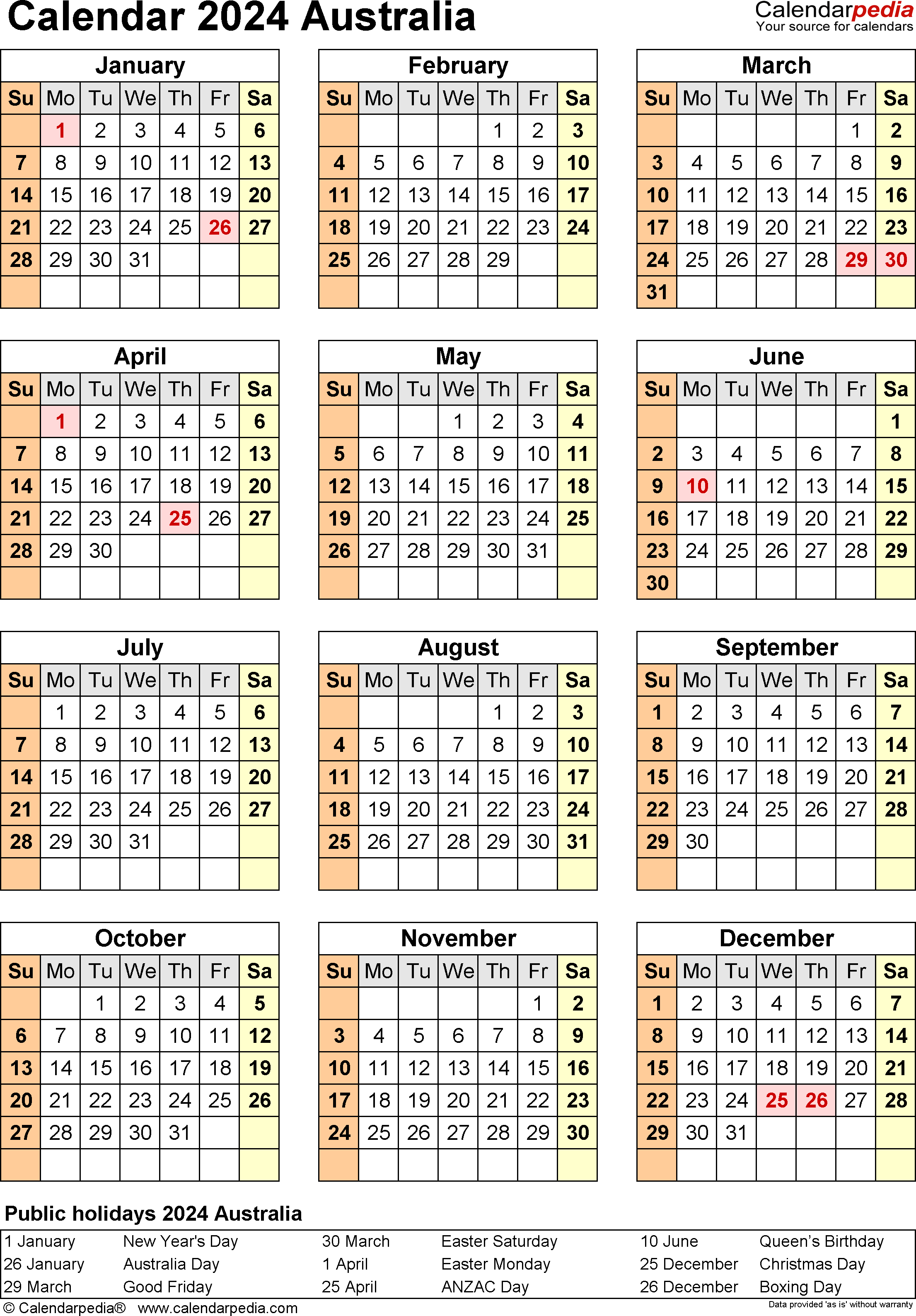 2024 Calendar Australia With Holidays New Amazing Famous School - Free Printable 2024 Calendar With Holidays Australia