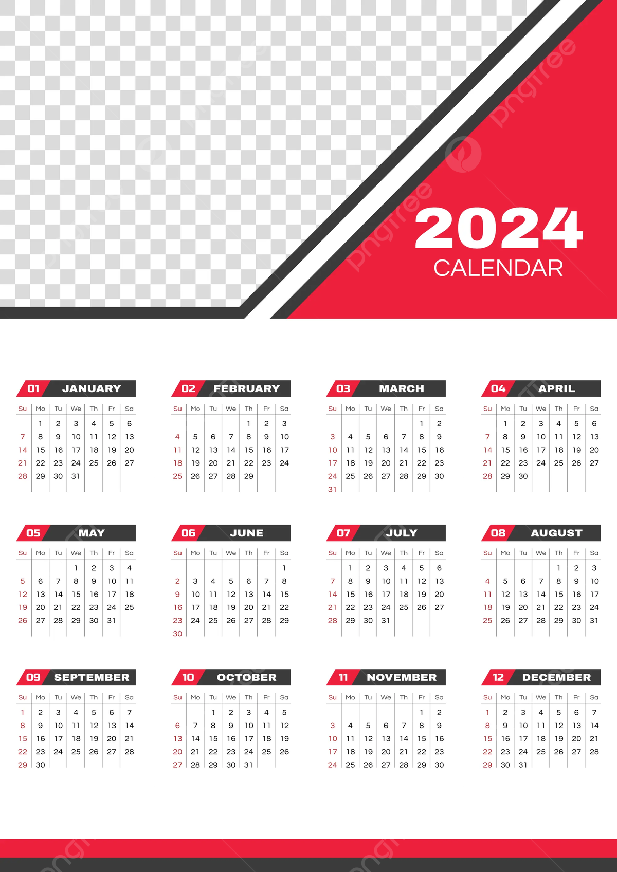 2024 Calendar Design Template Vol 10 Vector Template Download On with Free Printable Banner Calendar 2024