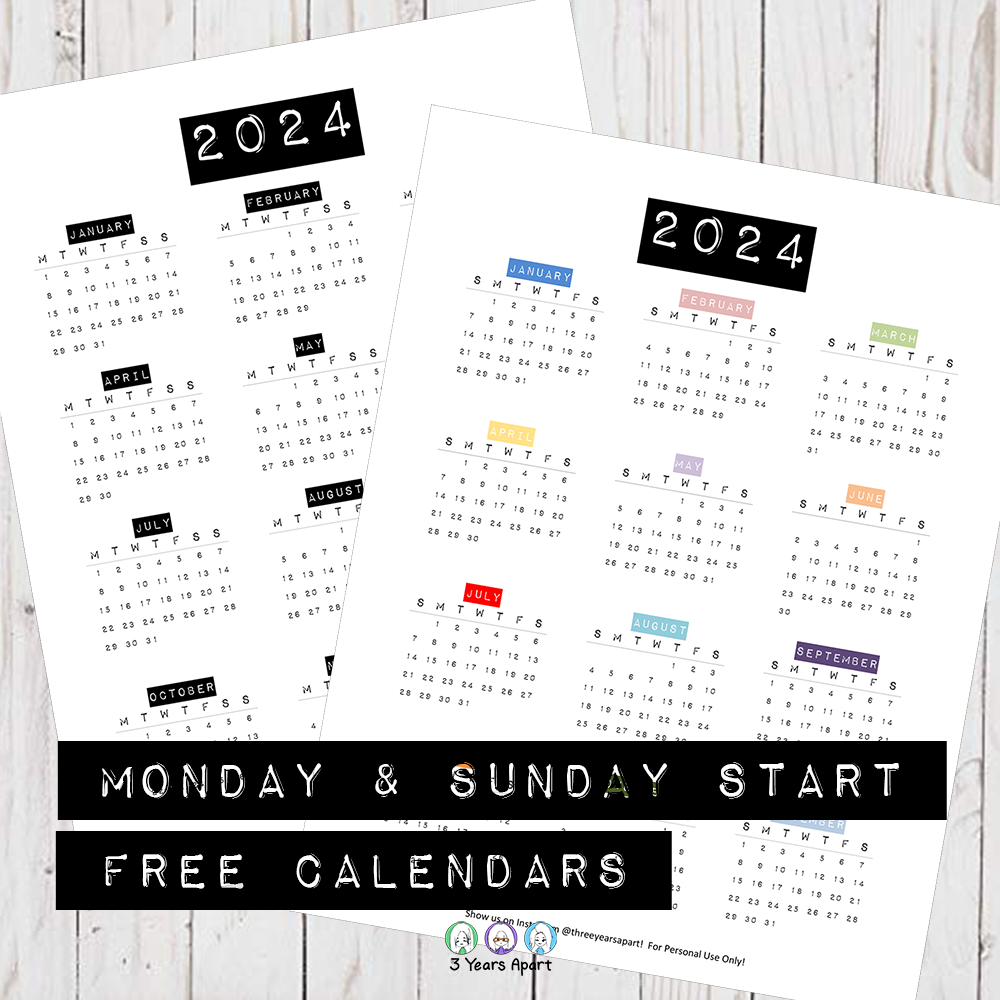 2024 Calendar Free Printable | Bullet Journal And Planner Free with Free Printable Calendar 2024 Pocket Size