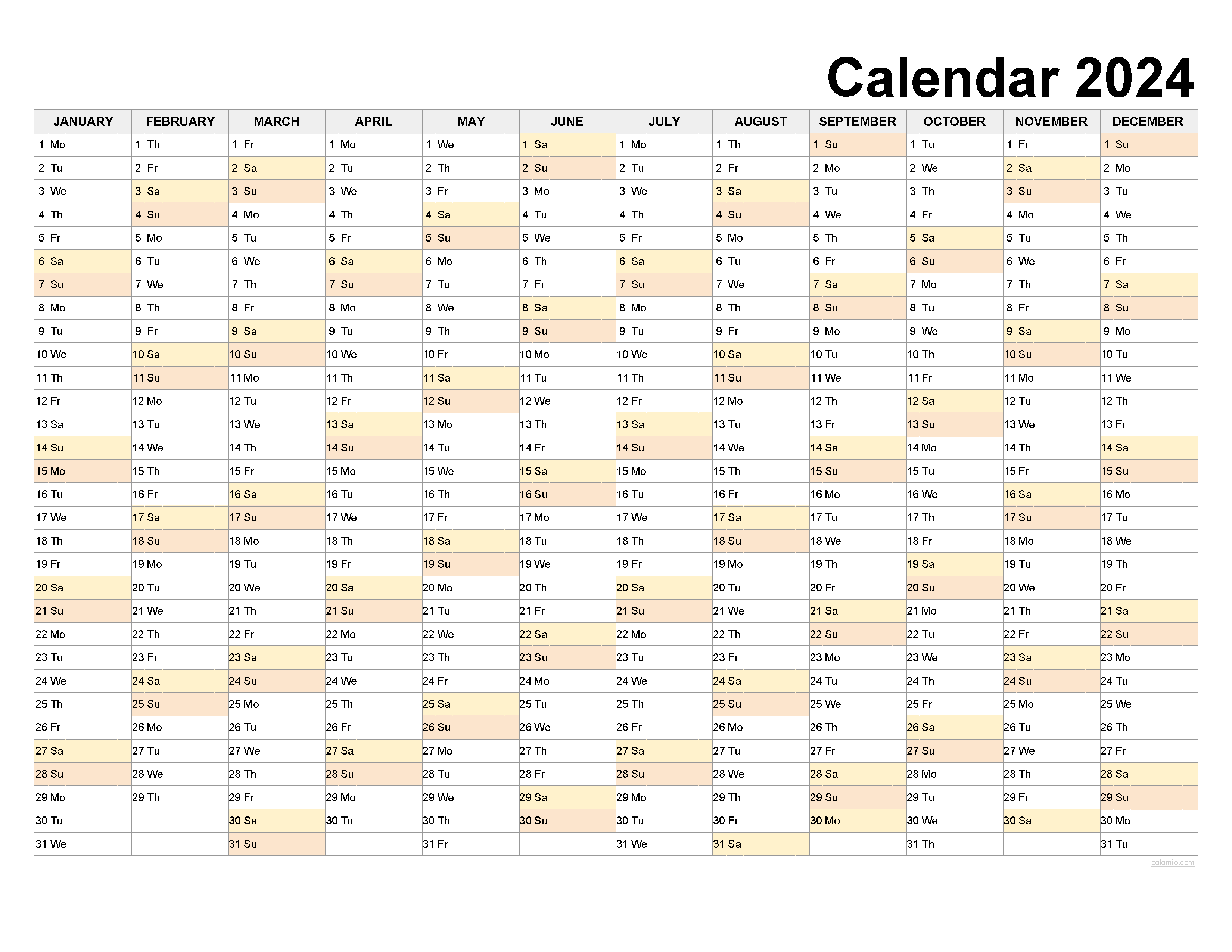 2024 Calendar, Monthly Calendars, With Calendar Maker ✓ Pdf for Free Printable Calendar 2024 Horizontal