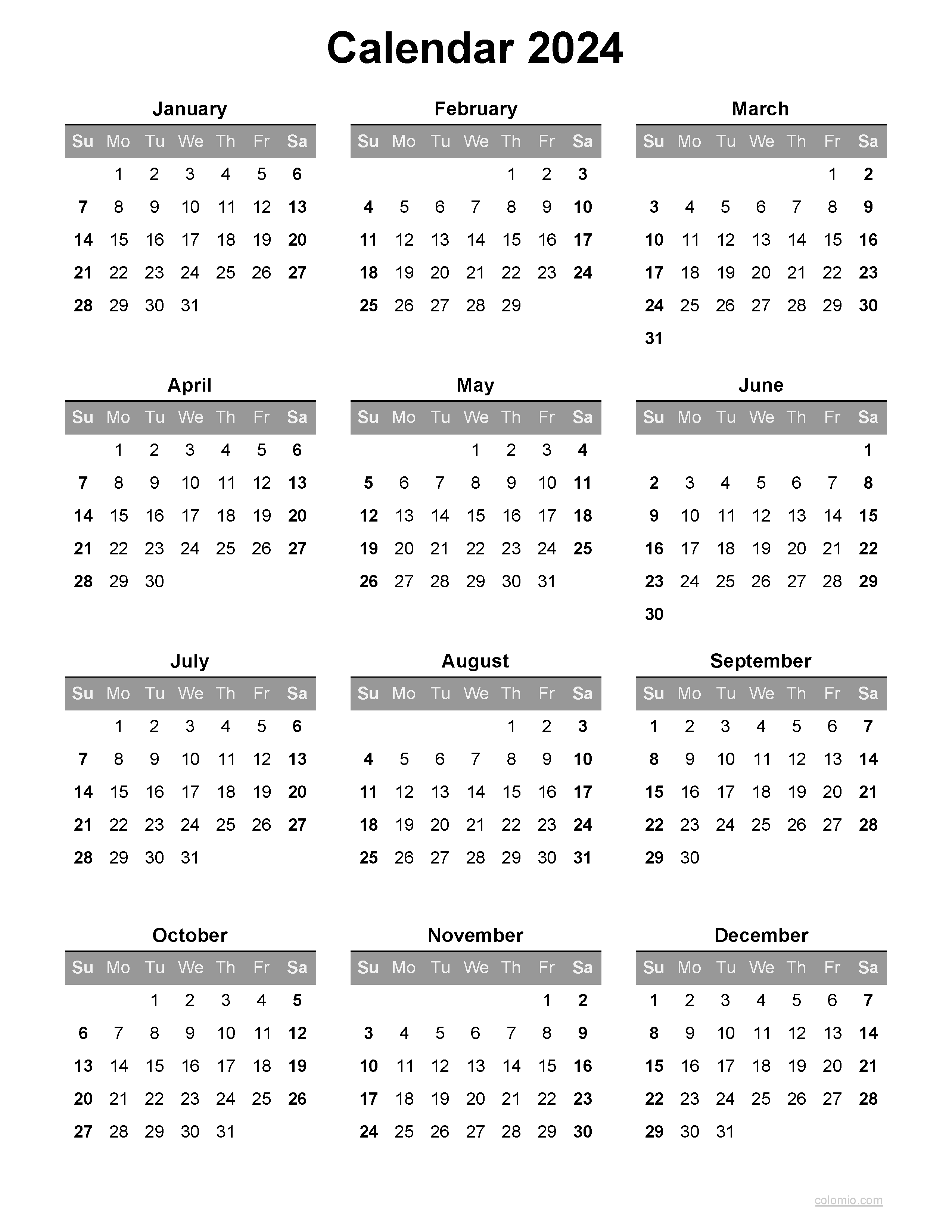 2024 Calendar, Monthly Calendars, With Calendar Maker ✓ Pdf intended for Free Printable Calendar 2024 Portrait