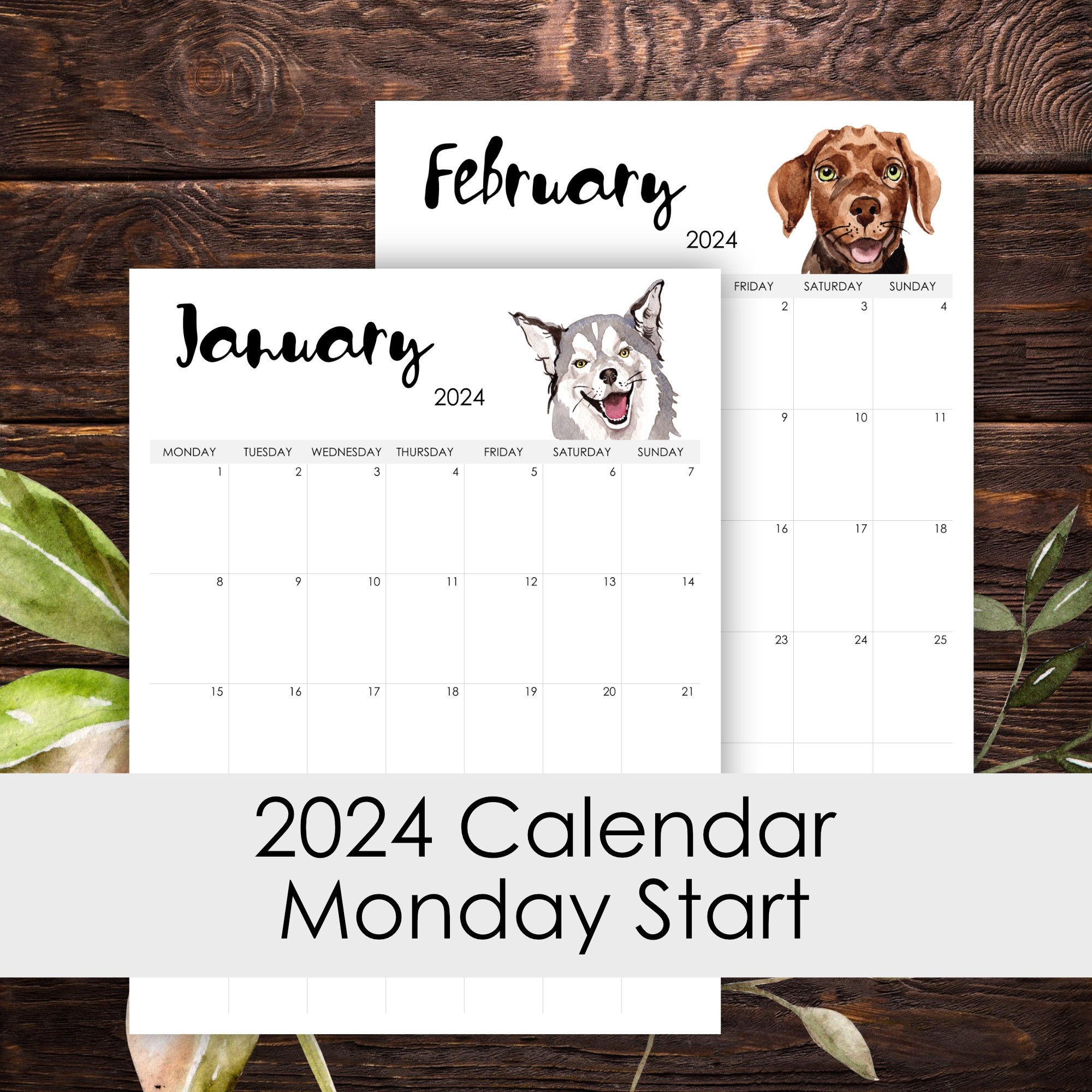2024 Calendar Printable 12 Months Monday Start Vertical Layout intended for Free Printable Calendar 2024 Blue Plaid