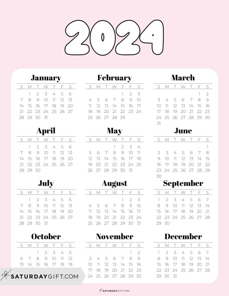 2024 Calendar Printable - 18 Cute &amp;amp; Free 2024 Yearly Calendar with Free Printable Calendar 2024 2 Week