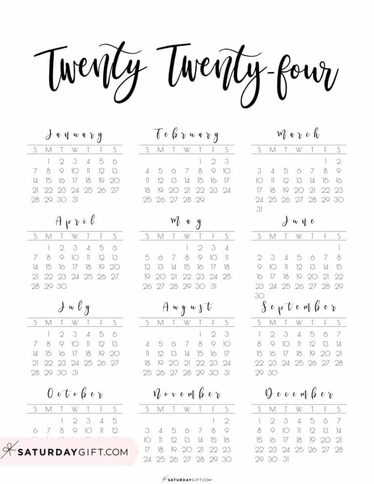 2024 Calendar Printable Cute Free 2024 Yearly Calendar Templates - Free Printable 2024 Calendar Cute