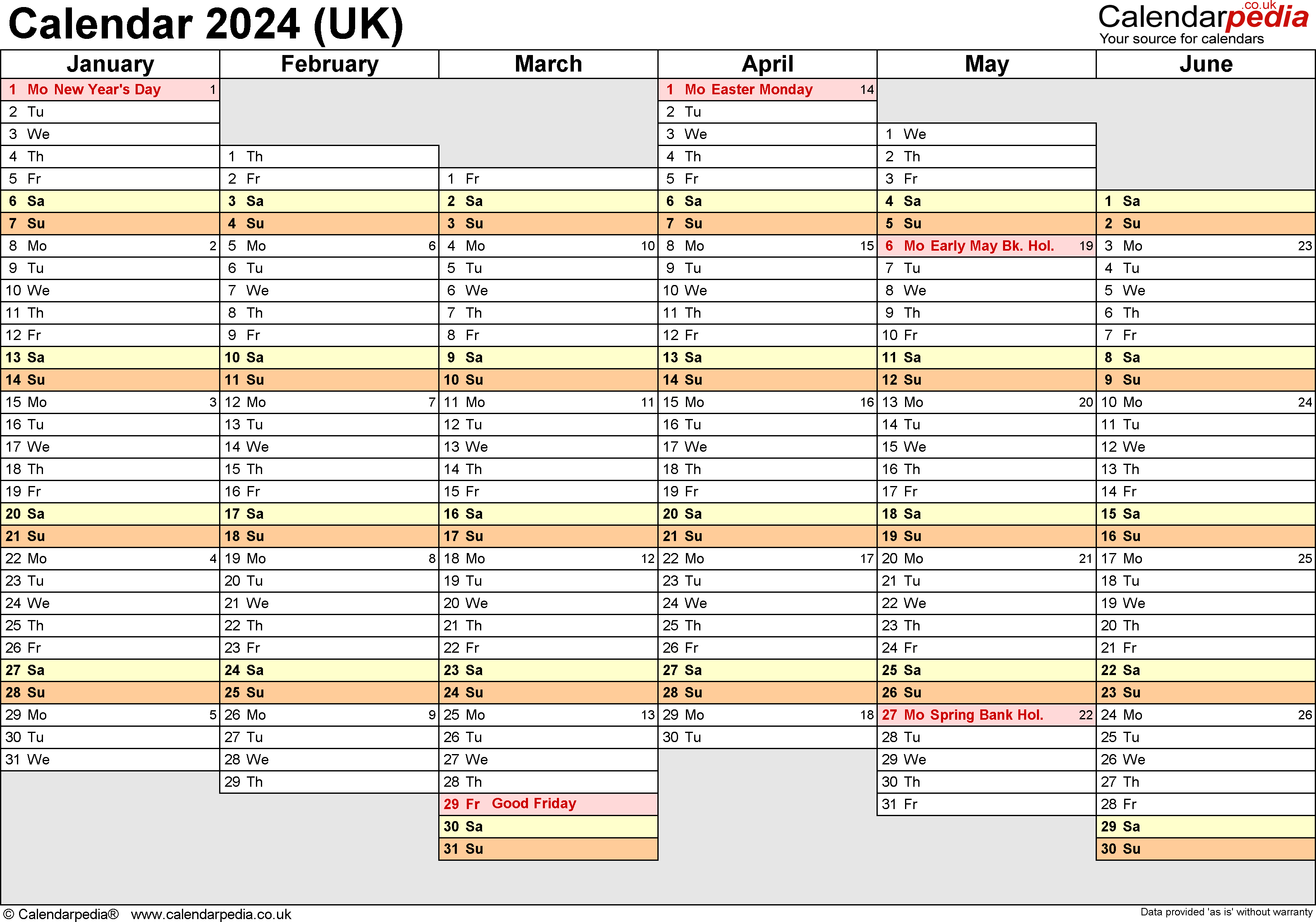 2024 Calendar Printable One Page - Free Printable A4 Calendar 2024