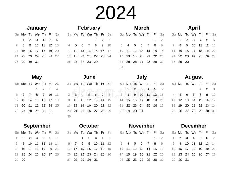 2024 Calendar Printable Sunday Start 2024 CALENDAR PRINTABLE - Free Printable 2024 Calendar With Sunday High Lightes