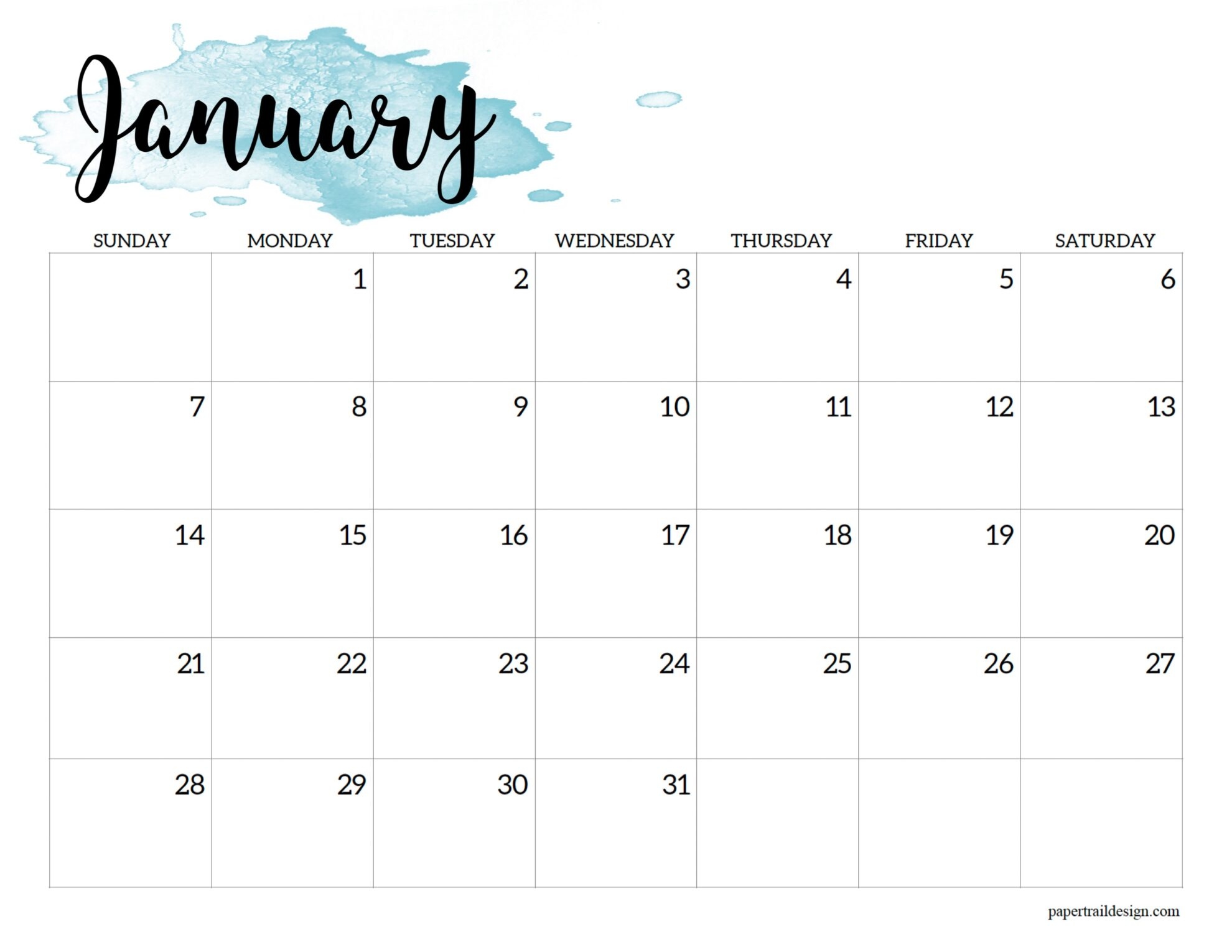 2024 Calendar Printable – Watercolor - Paper Trail Design intended for Free Printable Calendar 2024 Watercolor