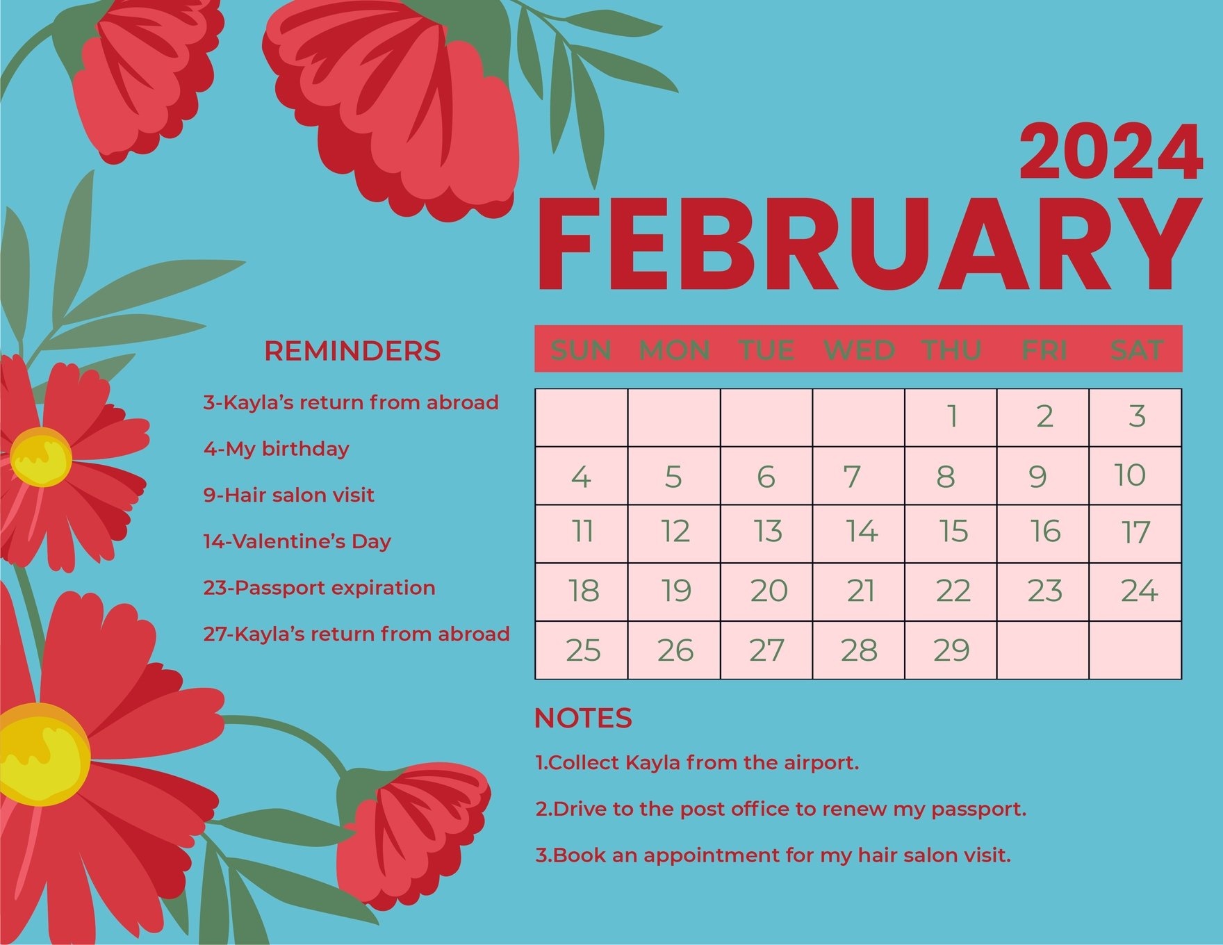 2024 Calendar Printables Pretty 2024 CALENDAR PRINTABLE - Free Printable 2024 February Calendar With Holidays