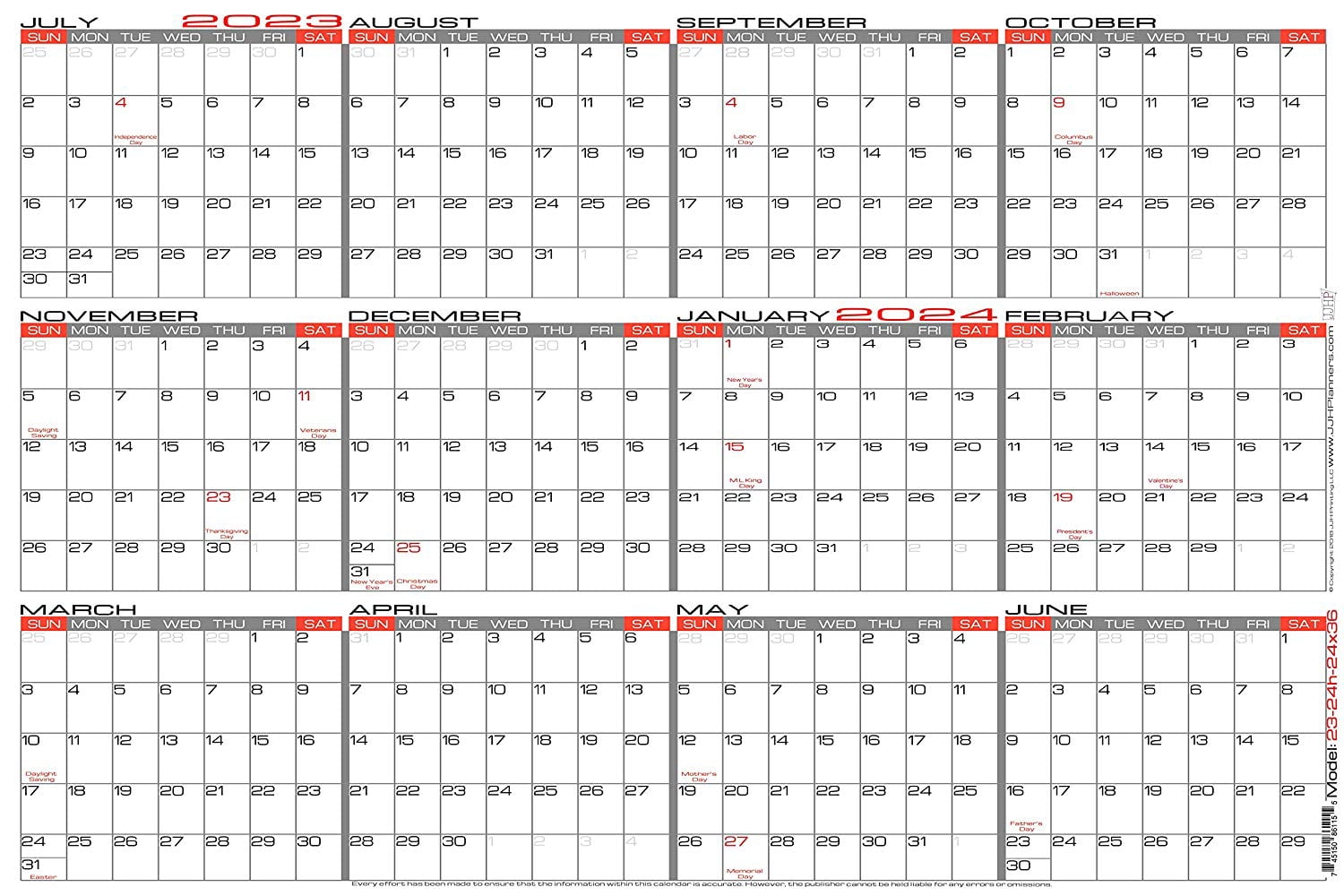 2024 Calendar Wall Planner Printable 2024 CALENDAR PRINTABLE - Free Printable 12 Month Calendar 2024 On One Page