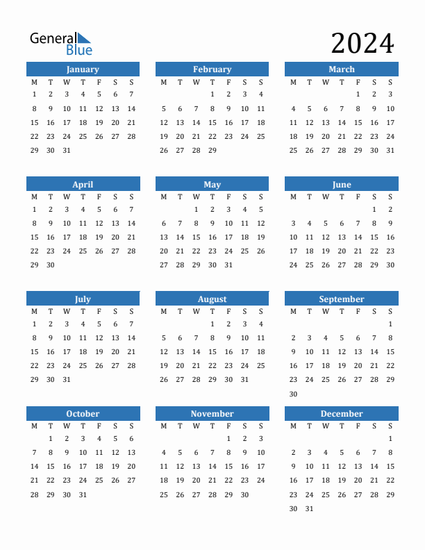 2024 Calendar With Calendar Weeks Calculator Brynn Corabel | Free Printable 2024 Monday Start Calendar