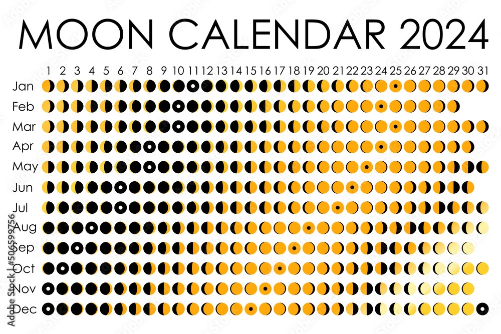 2024 Calendar With Moon Phases Printable Calendar 2023 Printable Moon - Free Printable 2024 Monthly Calendar With Holidays Moon Phases