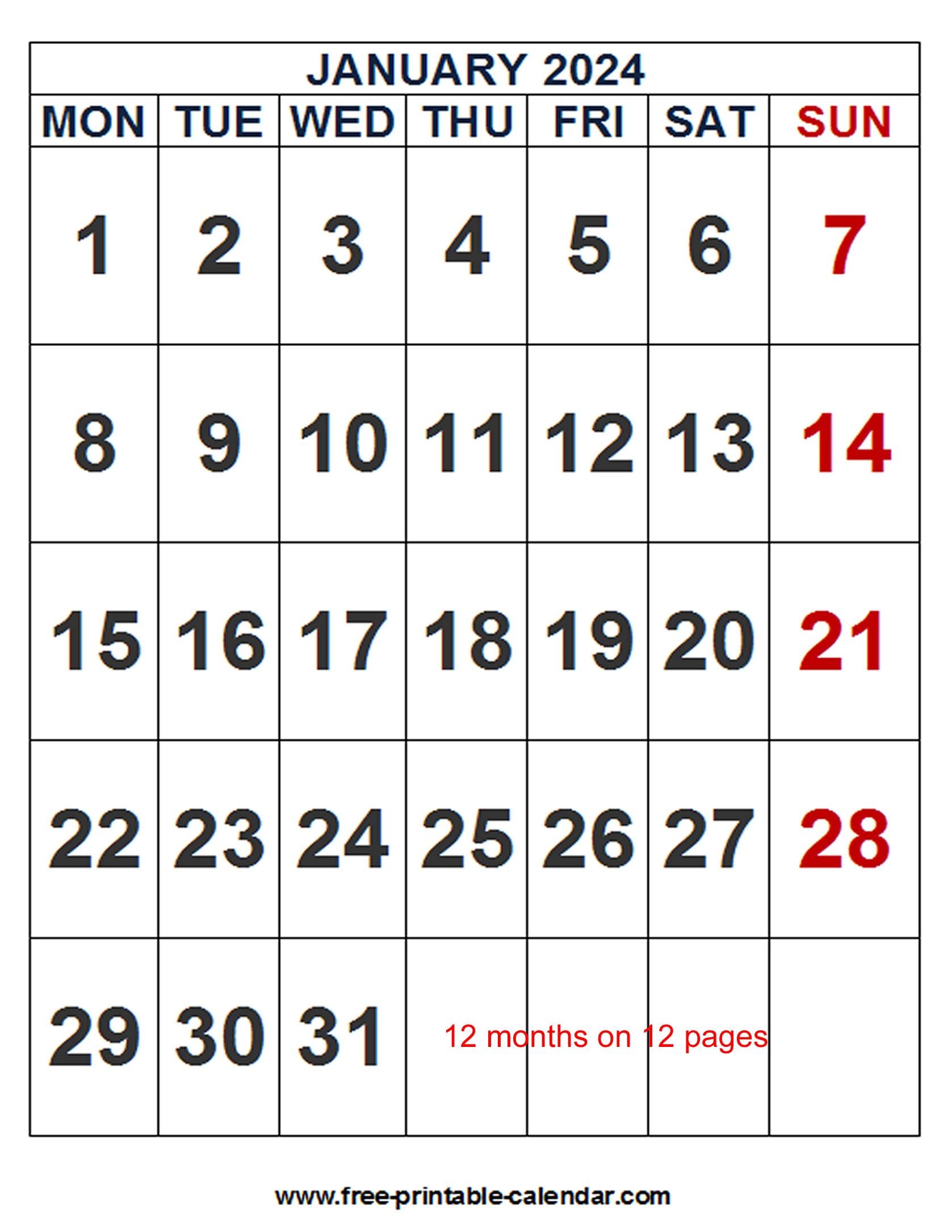 2024 Calendar Word Template - Free-Printable-Calendar throughout Free Printable Calendar 2024 Canada Monthly