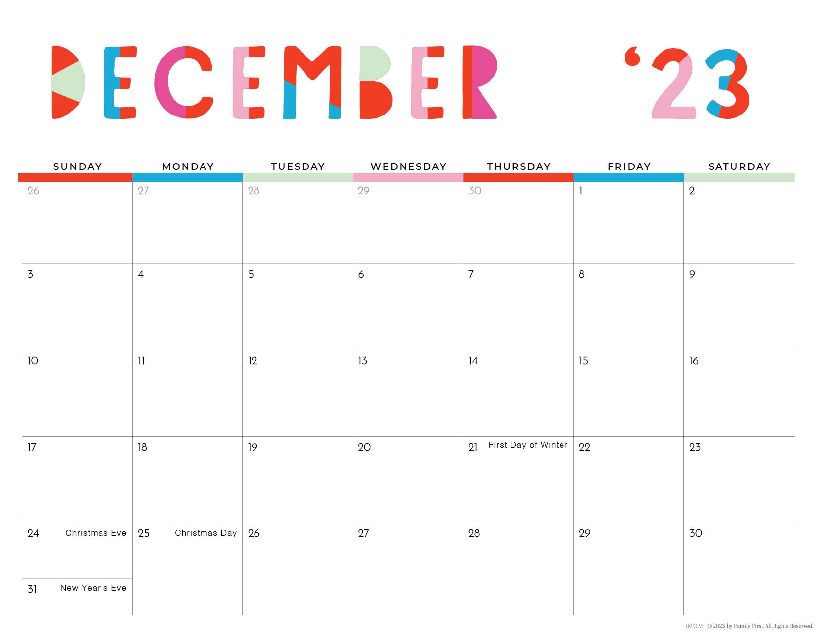 2024 Colorful Printable Calendar For Moms IMOM - Free Printable Calendar 2024 Imom