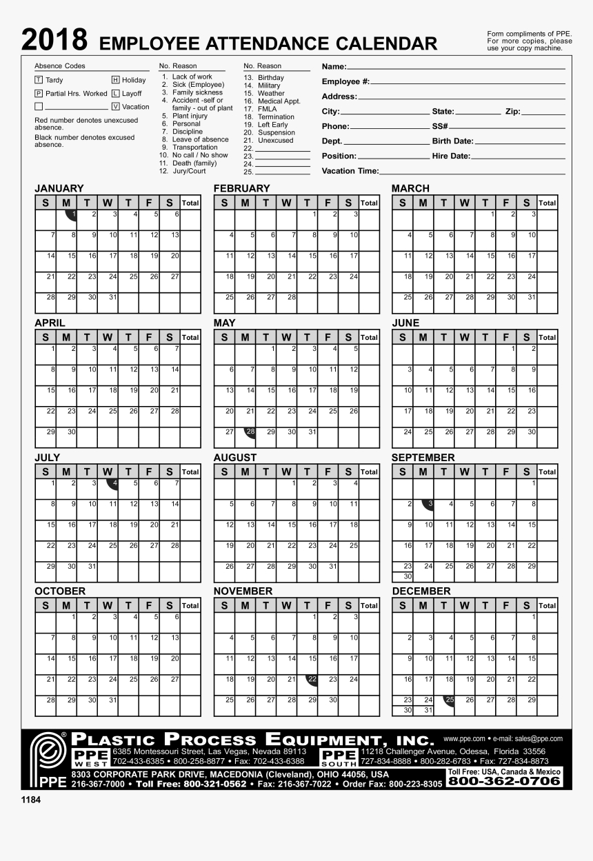 2024 Employee Attendance Calendar Free Printable 2024 CALENDAR PRINTABLE - Free Printable 2024 Employee Attendance Calendar Plastic Process
