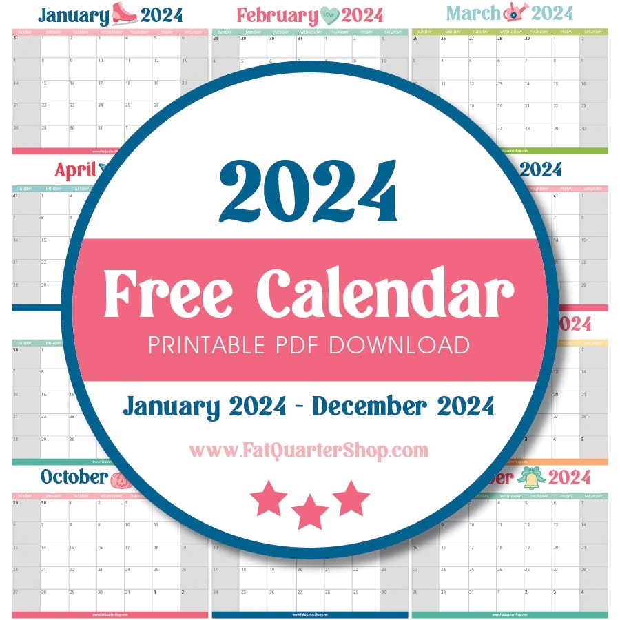 2024 Fat Quarter Shop Free Downloadable Monthly Pdf Calendar in Free Printable Calendar 2024 Blue Plaid