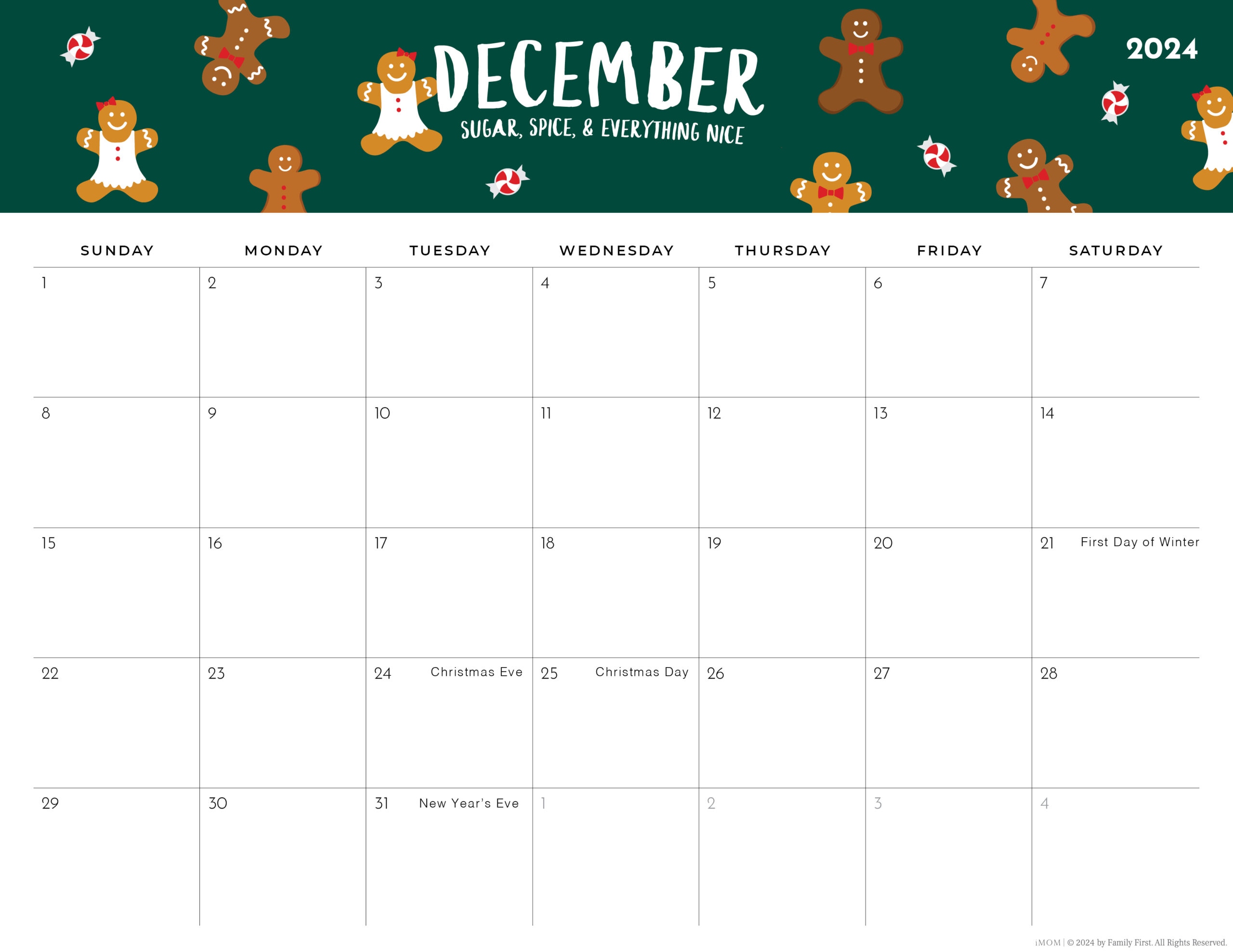 2024 Foodie Printable Calendars For Moms IMOM - Free Printable 2024 Monthly Calendar With Holidays Imom