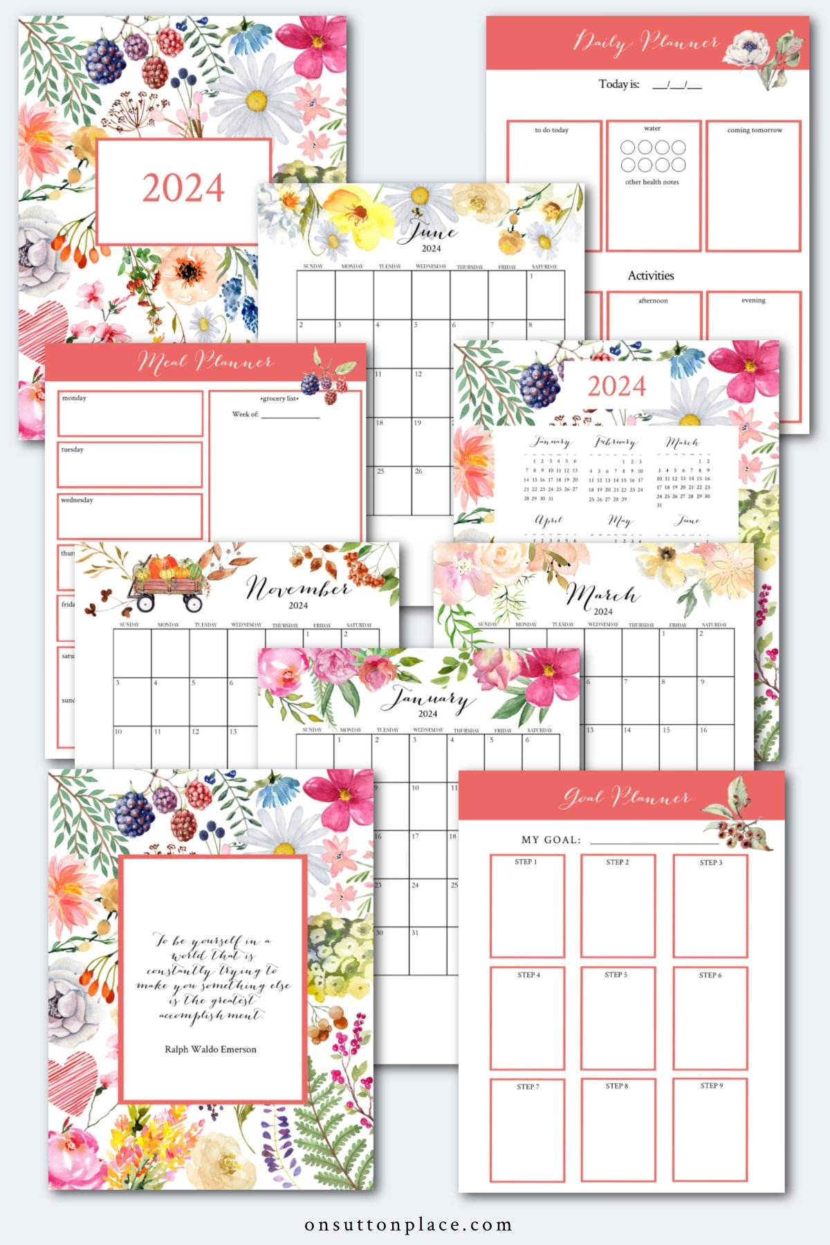 2024 Free Printable Calendar With Planner Pages - On Sutton Place for Free Printable Calendar 2024 With Verses