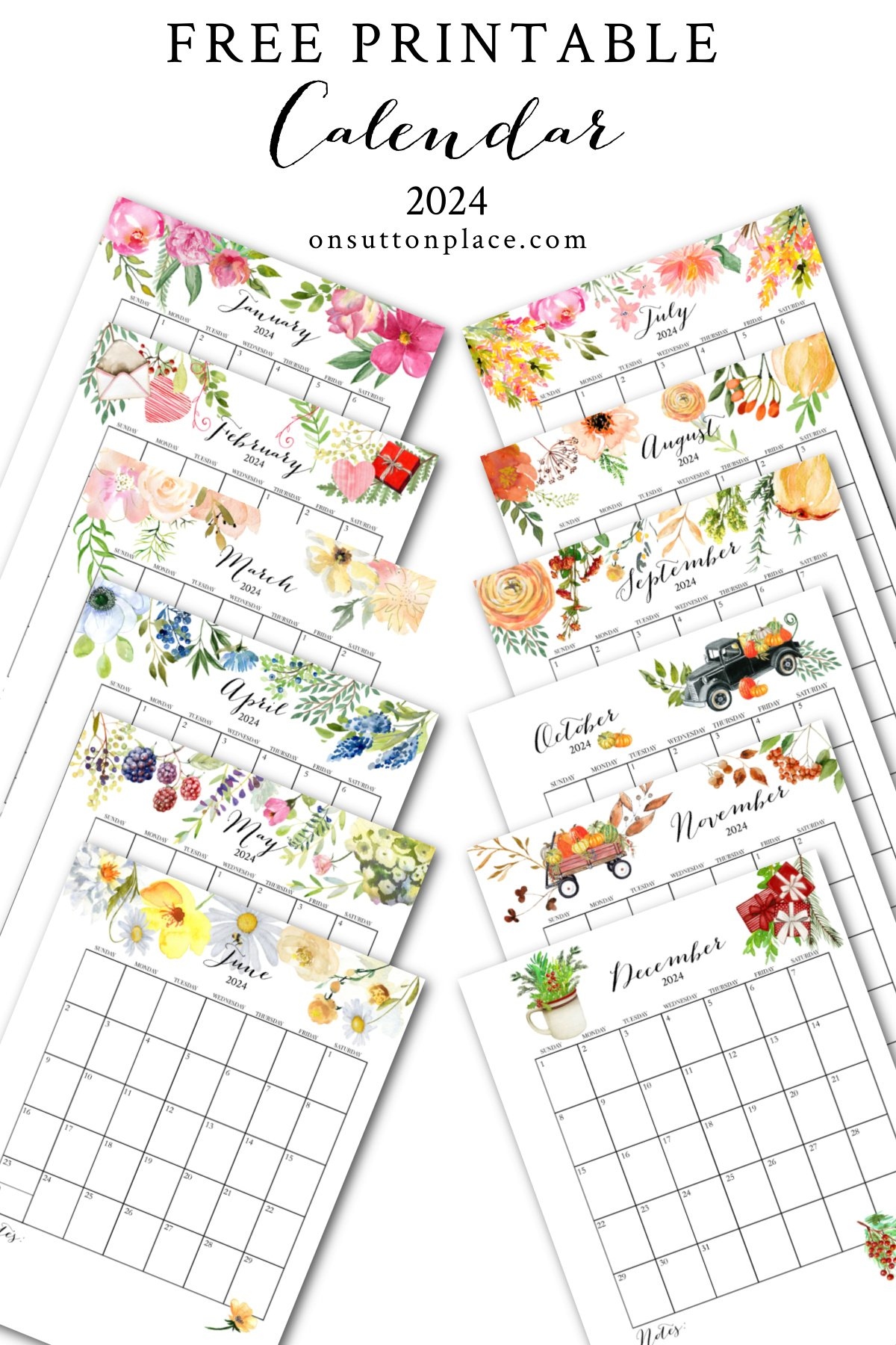 2024 Free Printable Calendar With Planner Pages - On Sutton Place regarding Free Printable Calendar 2024 Cute Pdf