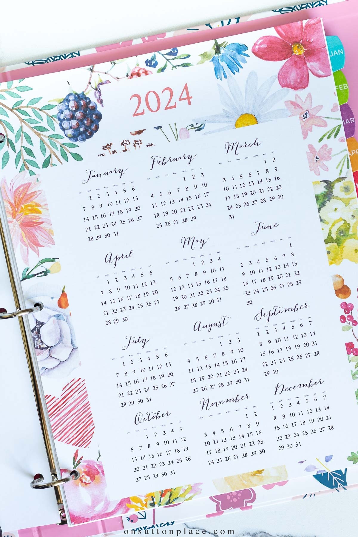 2024 Free Printable Calendar With Planner Pages - On Sutton Place regarding Free Printable Calendar 2024 Hong Kong