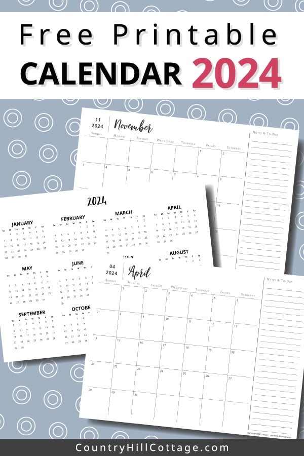 2024 Free Printable Monthly Calendar Vertical Horizontal Layout - Free Printable 2024 Verticle Calendar
