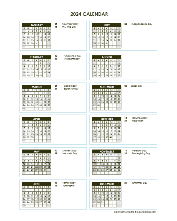 2024 Free Printable Vertical Calendar Templates 2024 CALENDAR PRINTABLE - Free Printable 2024 Calendar With Date Boxes